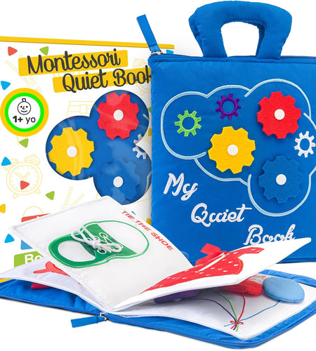 Quiet Book Montessori Toys for 1 2 3 Year Old, Busy Book for Toddlers 1-3 Travel Toy with Preschool Learning Activities, Educational Toy with 9 Sensory Toddler Activities for Boys & Girls