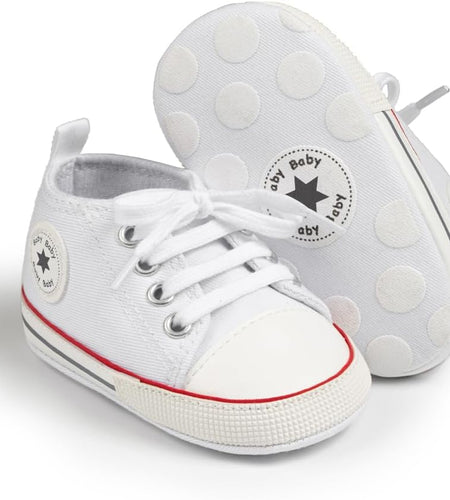 Unisex Baby Boy Girl Canvas Sneaker Soft Sole Ankle Infant First Walkers Crib Shoe